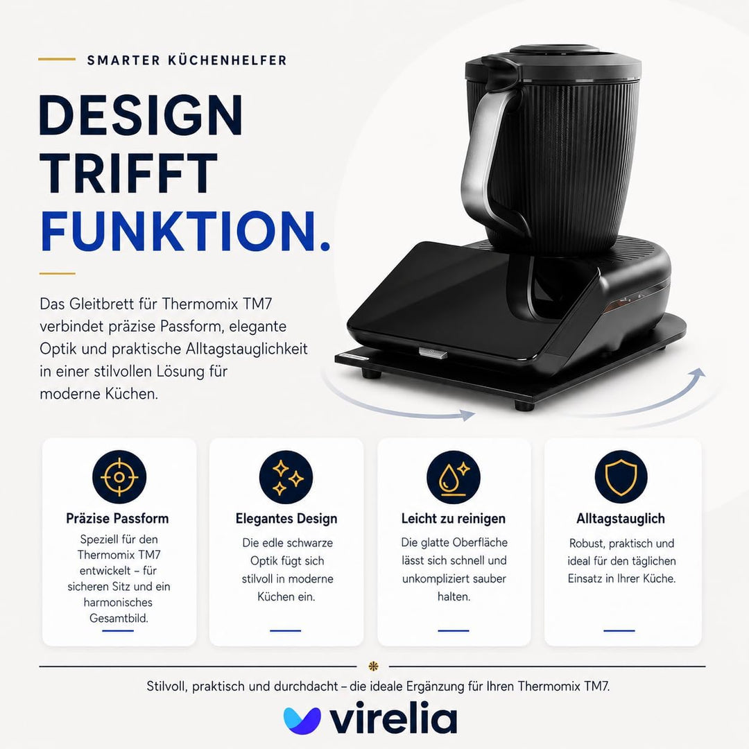Virelia Gleitbrett für Thermomix TM7 – Hochwertige Acryl Unterlage – Slider Zubehör schont die empfi