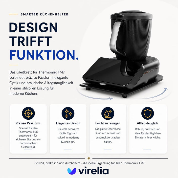 Virelia Gleitbrett für Thermomix TM7 – Hochwertige Acryl Unterlage – Slider Zubehör schont die empfi