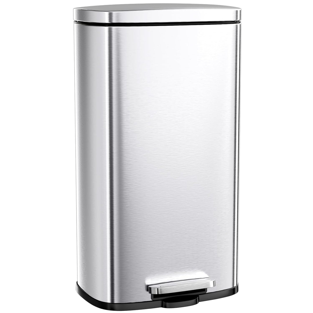 Clevich Mülleimer 30L aus Stahl, Abfalleimer, Tretmülleimer mit Soft-Close Deckel, Fusspeda, abnehmb
