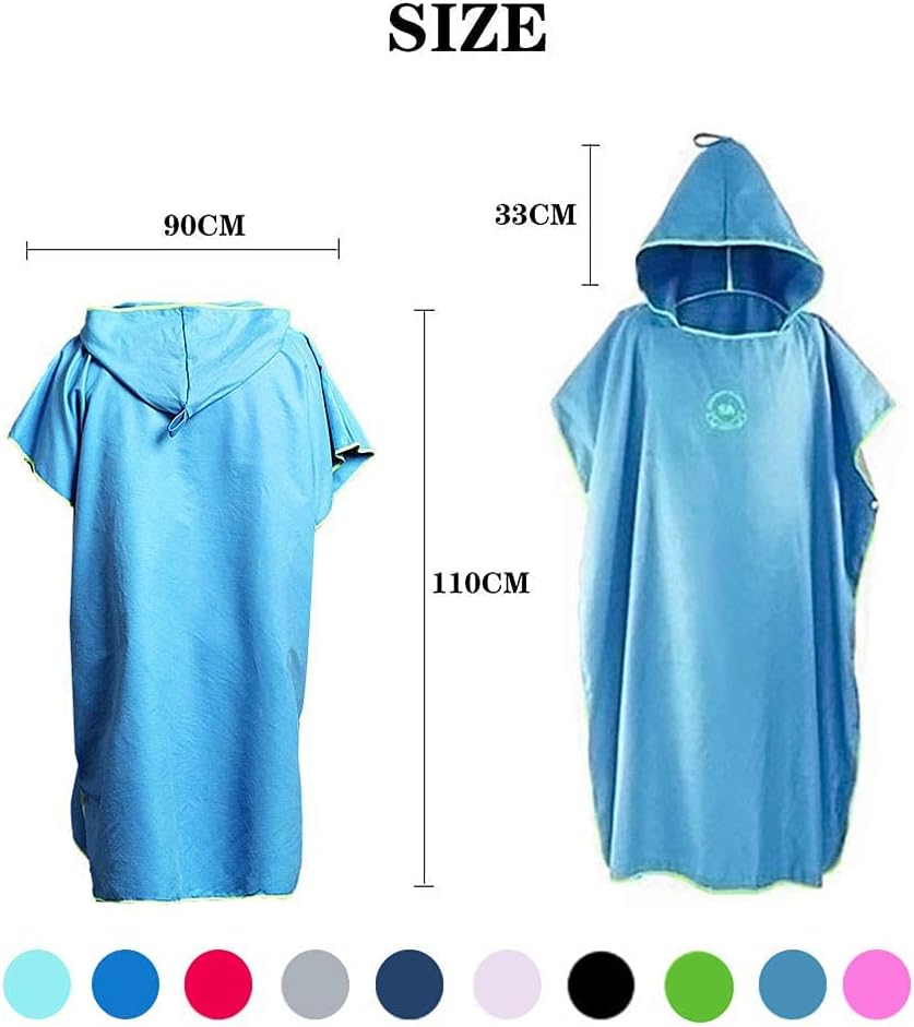 Hiturbo Mikrofaser Handtuch Poncho, Umziehhilfe Strand, Surf Poncho Herren und Damen Changing Robe,