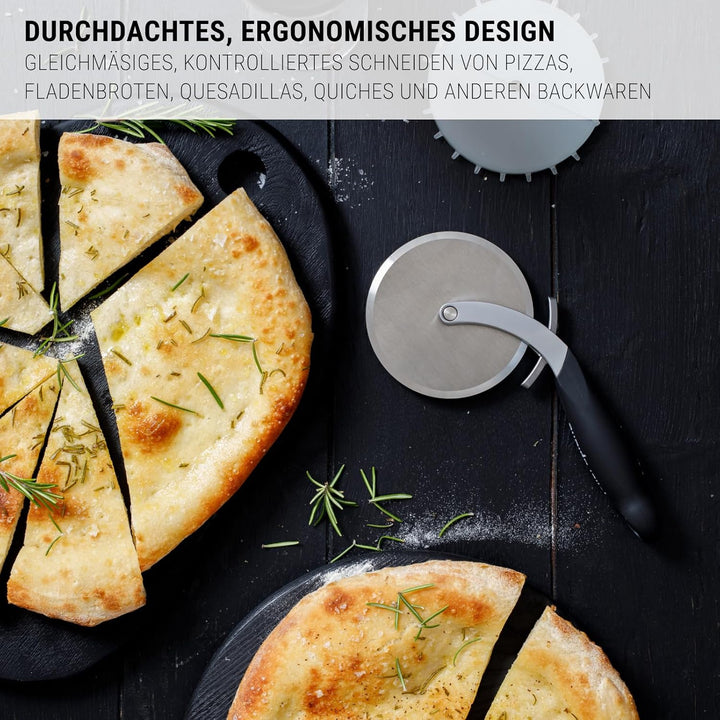 Microplane Professional XL Pizza‑Cutter Wheel mit Teig‑Docker | Extra‑scharfes Edelstahl‑Rad 10cm Pr