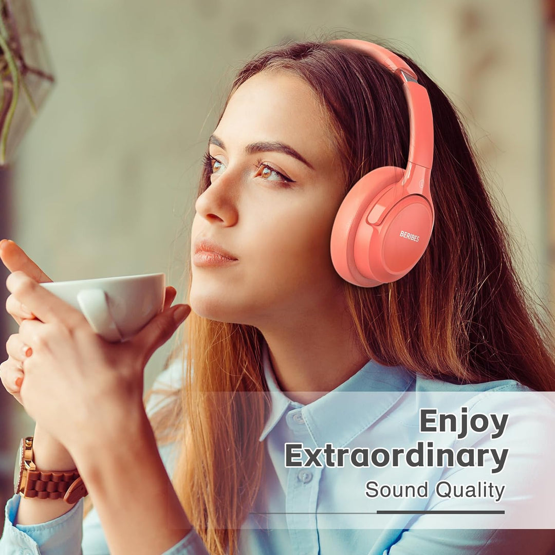 BERIBES Bluetooth Kopfhörer Over Ear, 65 Std Kopfhörer Kabellos Bluetooth mit 6 EQ-Modi, HiFi Stereo