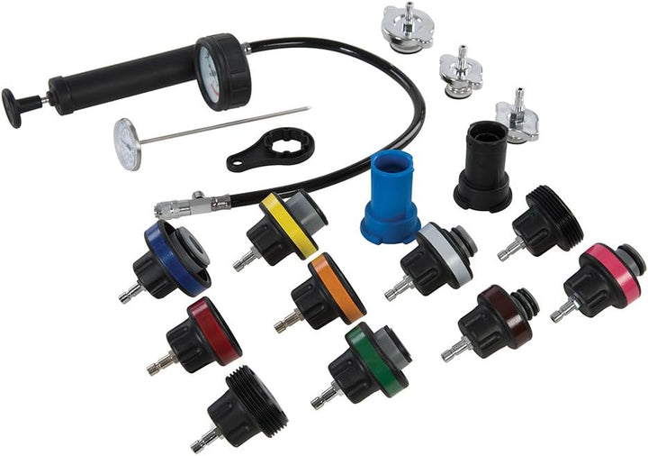 Silverline 647951 Kühlsystem-Abdrück- und Prüfgerät mit Zubehör, Mehrfarbig, 18- Teilig Satz