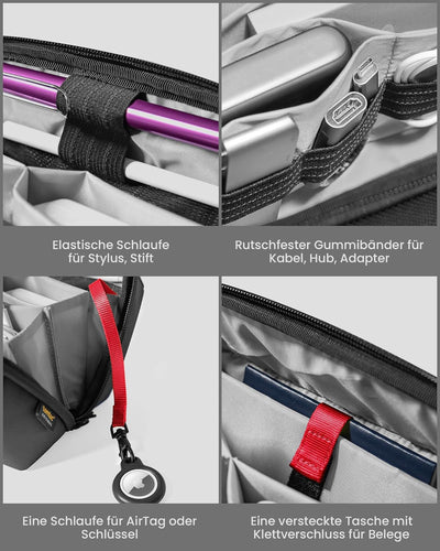 tomtoc Zubehörtasche Kabeltasche, Elektronik Tech Pouch Laptop Zubehör Organizer Tasche Cable Bag Re