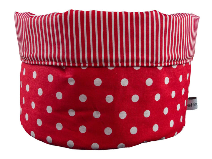 bettina bruder - Stoffkörbchen Punkte Streifen rot weiss Ø ca. 18 cm - Brotkorb Utensilo