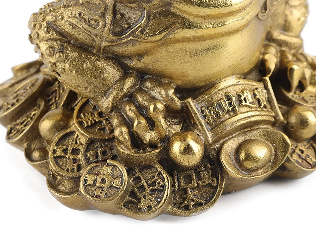 Zerodis Chinesische Feng Shui Frösche Messing Goldene Kröten Dreibeinige Statue Geldfrösche Reichtum
