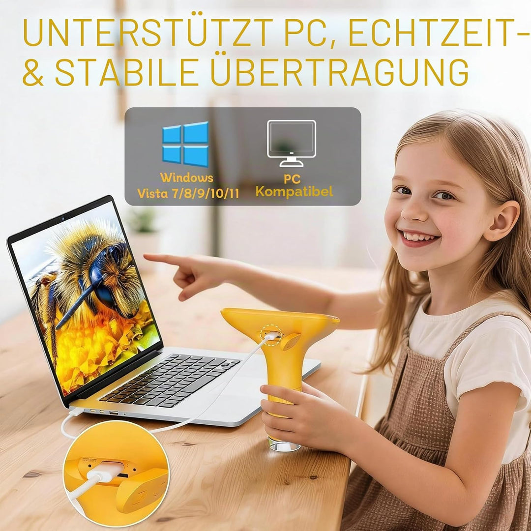 Mikroskop für Kinder, 1000X Zoom Mini-mikroskopkamera für Kinder,Digitales Mikroskop mit 2,0" IPS-Bi
