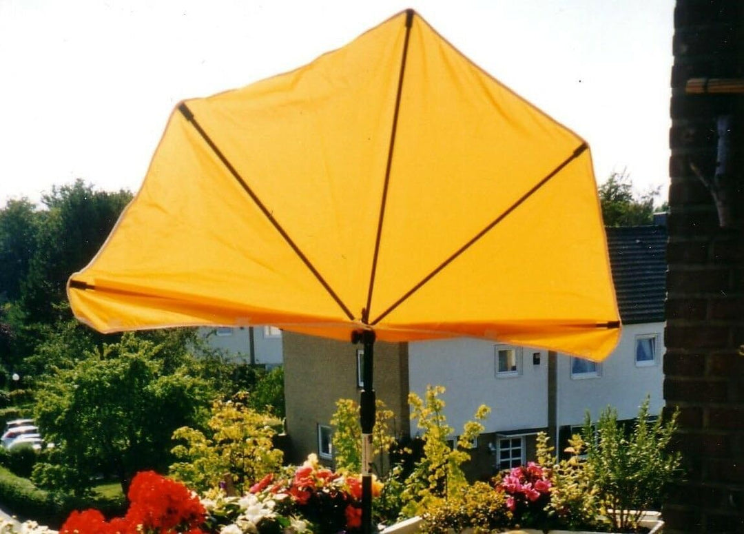 Stuhl - Sonnenschirm - Fächerschirm gelb mit 360 ° Holly Multihalterung -Befestigung runde eckinge E