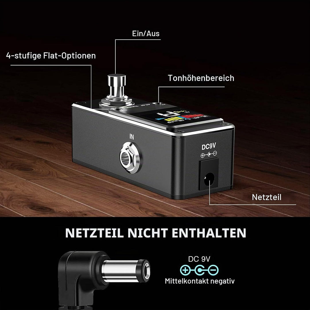 Stimmgerät-Pedal, LEKATO Chromatisches Stimmgerät-Pedal mit zwei Modi für Gitarre und Bass - Mini St