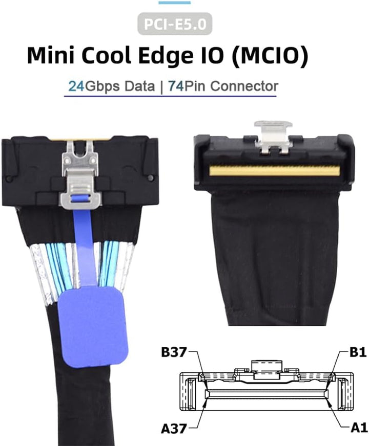 NFHK PCI-E 5.0 Mini Cool Edge IO MCIO abgewinkeltes PCI-E Slimline SAS 8i 74Pin Stecker auf MCIO 74P