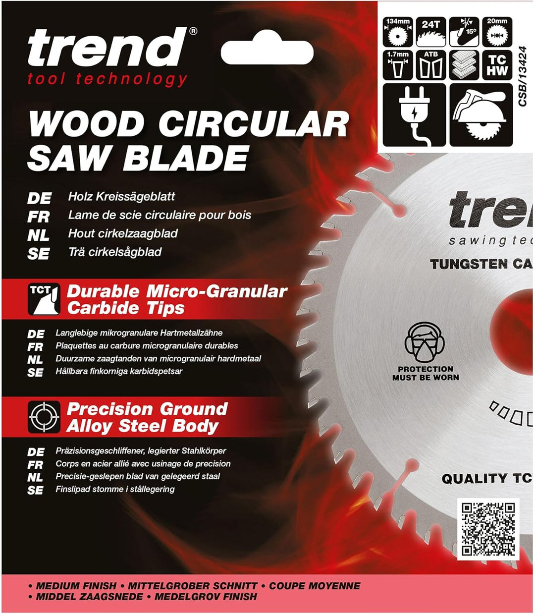Trend - Craft Sägeblatt 134mm x 24 Zähne x 20mm - CSB/13424 Industriell 134mm x 24 Teeth, Industriel