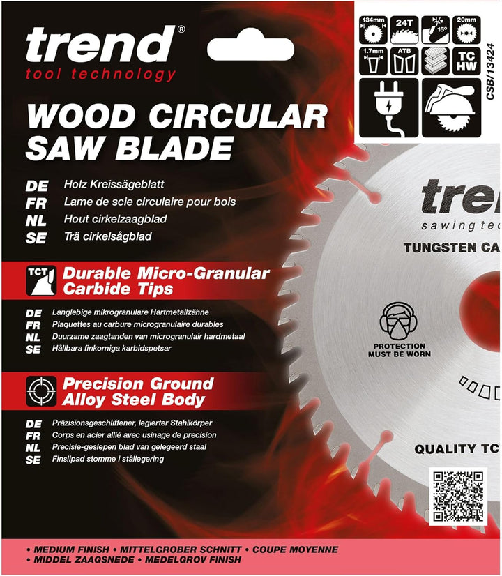 Trend - Craft Sägeblatt 134mm x 24 Zähne x 20mm - CSB/13424 Industriell 134mm x 24 Teeth, Industriel