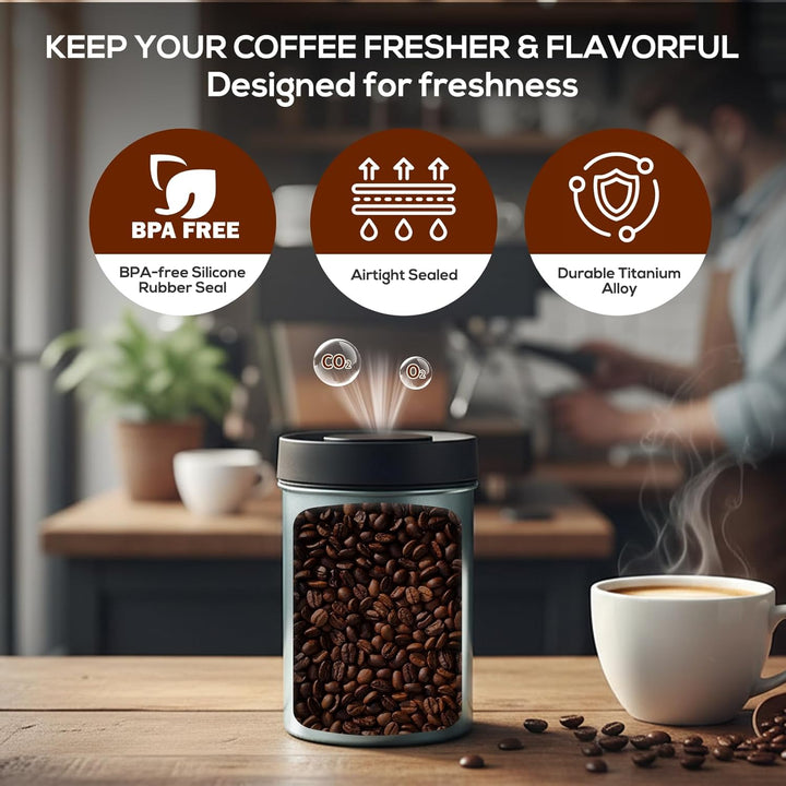VINATO Kaffeedose Luftdicht Vakuumbehälter Kaffeebohnen Behälter Geeignet für Kaffee, Trockenlebensm