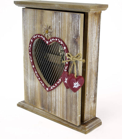GeKi Trend Schlüsselkasten aus Holz Vintage Wohn-Deko Landhausstil mit Herz 22 cm L x 27 cm