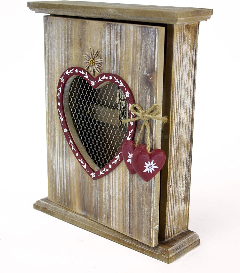 GeKi Trend Schlüsselkasten aus Holz Vintage Wohn-Deko Landhausstil mit Herz 22 cm L x 27 cm