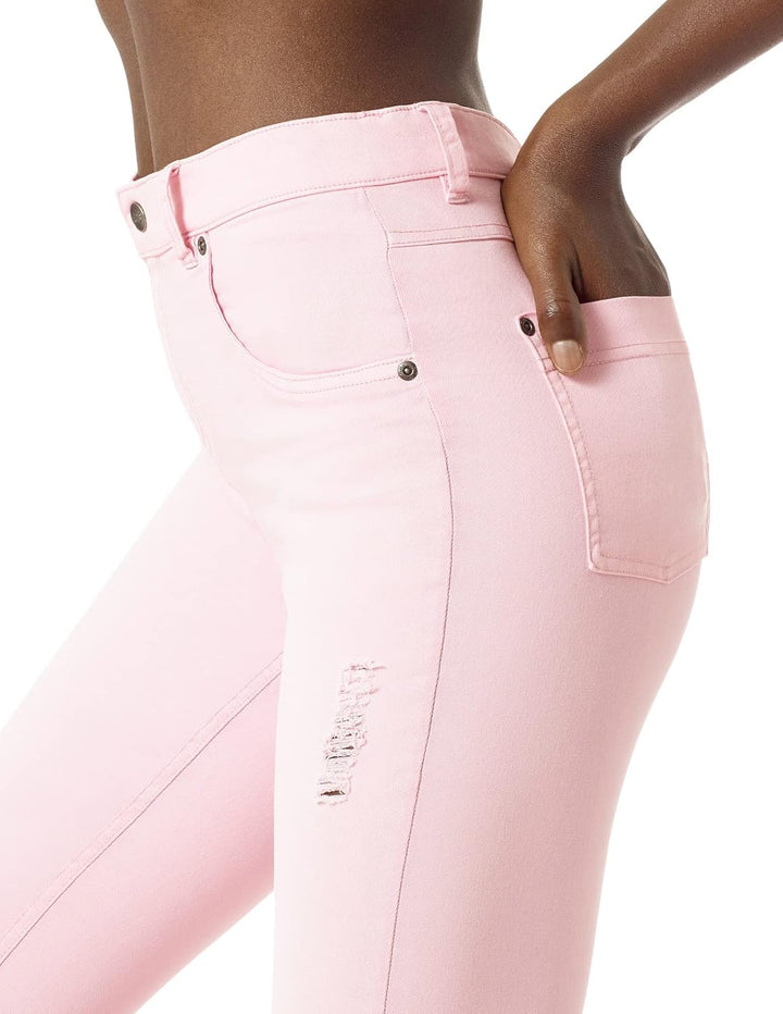 HUE Damen Skimmer-Leggings mit Ripped Denim, Hohe Taille Strumpfwaren M Candy Pink, M Candy Pink