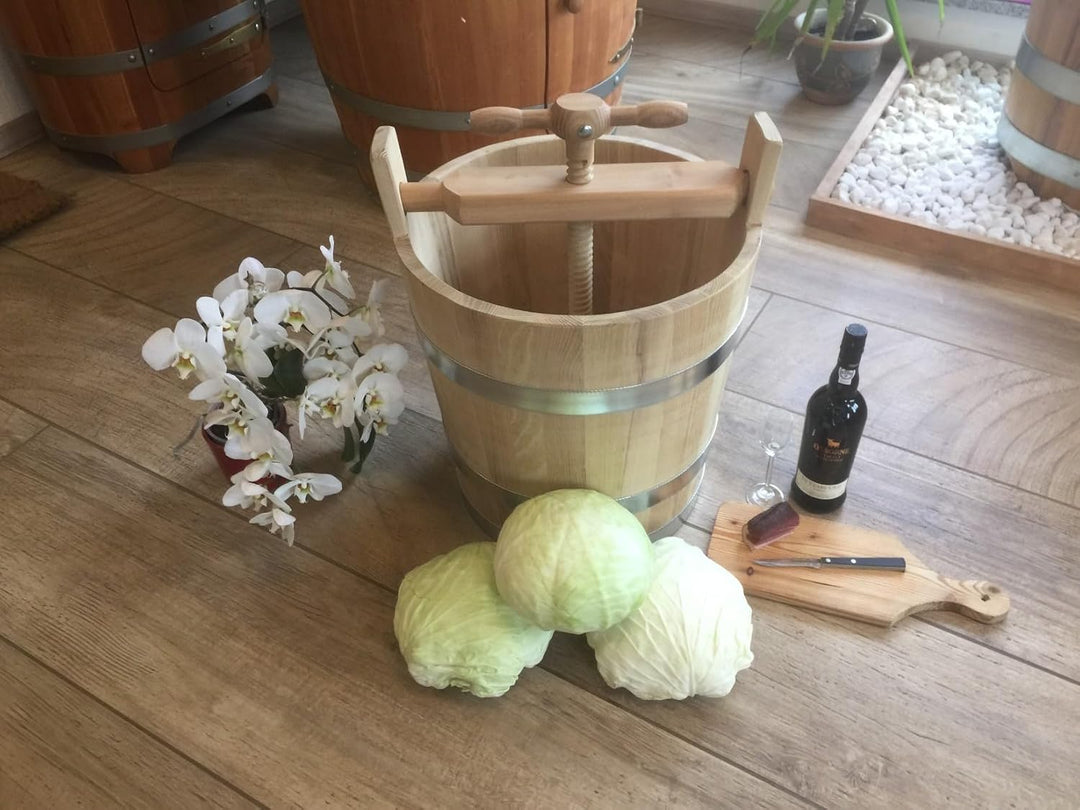 Krautfass 50L Holzfass aus Robinie, Pökelfass zum Einsuren & Fermentieren, Sauerkrautfass handgefert