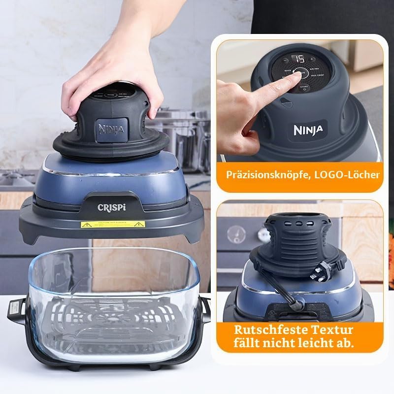 Airfryer Zubehör für Ninja CRISPi 2 Stück Silikonform+ Spritzschutz + Silikonmatten + Heissluftfritt