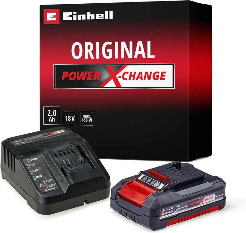 Original Einhell Starter Kit 2,0 Ah Akku und Ladegerät Power X-Change (Li-Ion, 18 V, 40 min Ladezeit