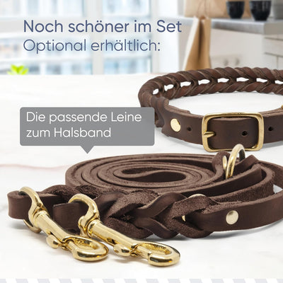 FREUDENTIER Hundehalsband geflochten aus Leder - Handmade in Holland - AlsterTwist Kollektion aus 10