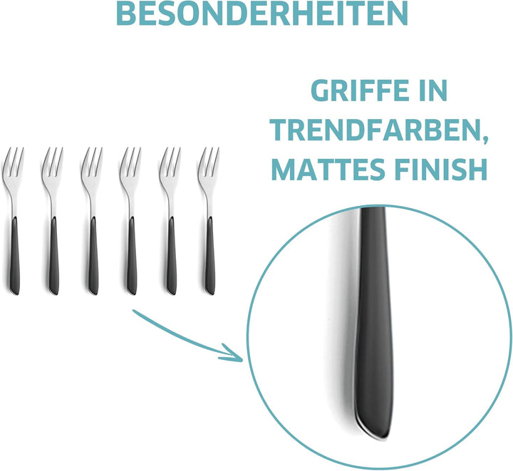 Kuppels Prisma Kuchengabel-Besteck Set aus 18/0 Edelstahl, 6-teilig, für 6 Personen, hochwertige Kun