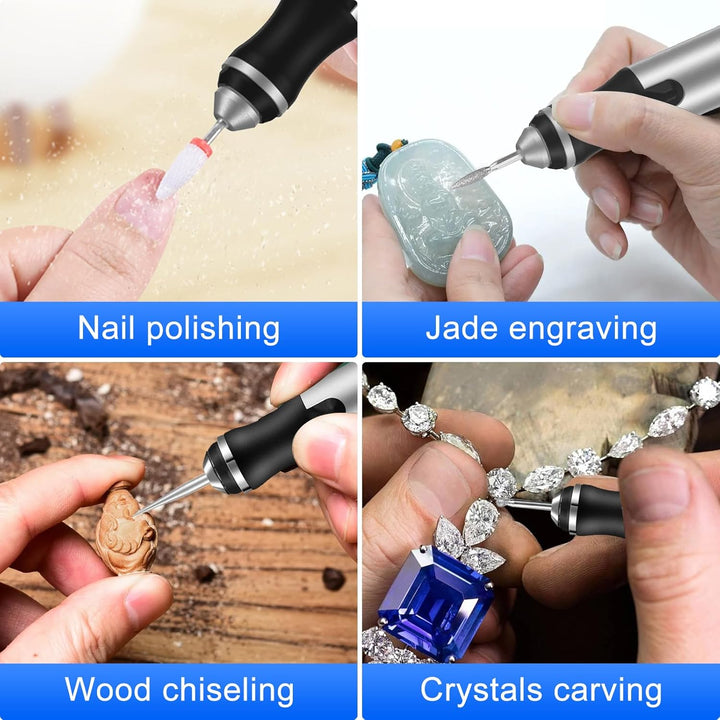 Euakee USB wiederaufladbarer Gravierstift, Mini Electric DIY Engraver Cordless Rotary Tools, tragbar