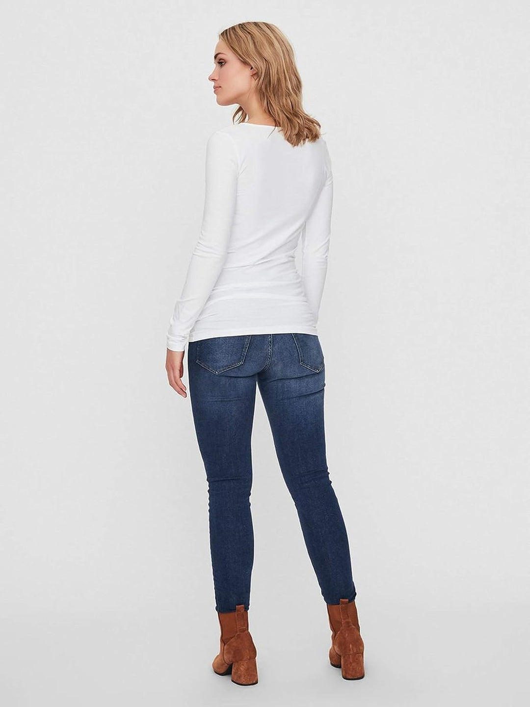 VERO MODA Damen Vmmaxi My Ls Soft Long U-neck Ga S Weiss (4x Bright White), S Weiss (4x Bright White