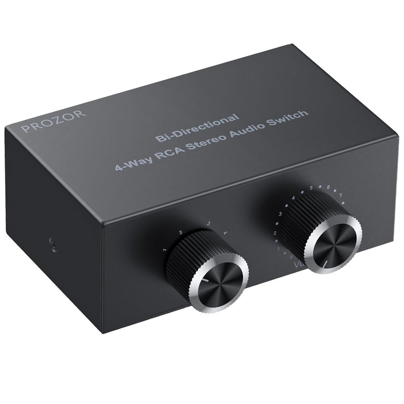 PROZOR Stereo Audio Schalter Cinch 4(1)-In-1(4)-Out RCA L/R Bidirektionaler Umschalter Stereo Audio