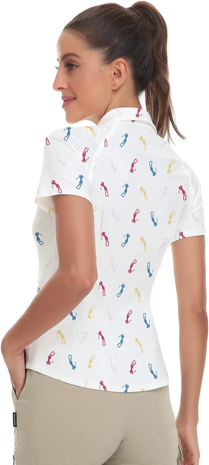 Soneven Atmungsaktiv Poloshirt Damen Kurzarm Leichtes Polohemd Sportshirt Tailliert UPF 50+ 1/4 Reis