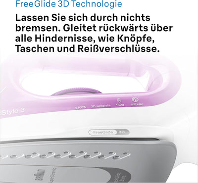 Braun TexStyle 3 SI 3030 PU Dampfbügeleisen - Bügeleisen mit FreeGlide 3D Bügelsohle, Selbstreinigun