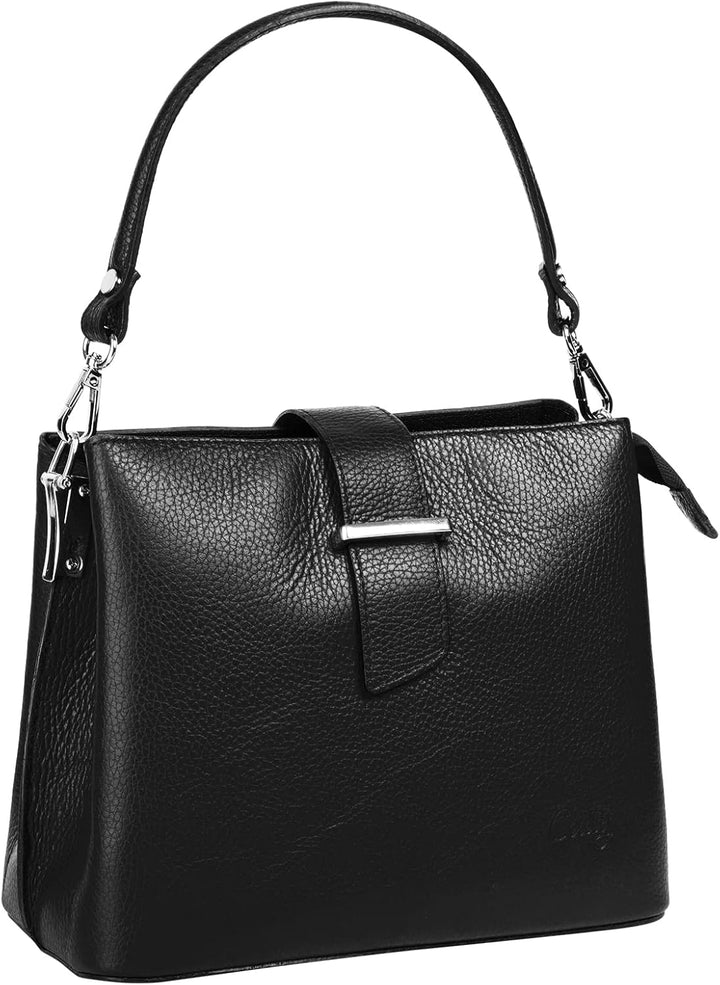 Handtasche Echt Leder Damen Made in Italy, Tragetasche, Umhängetasche, Abendtasche aus Leder 021791