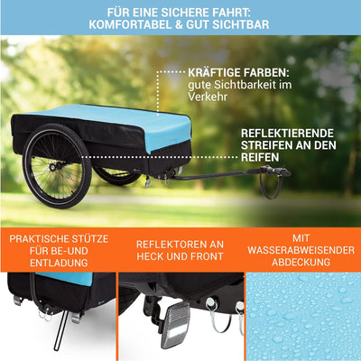 Klarfit Companion Fahrradanhänger - Lastenanhänger Fahrrad mit grosser Ladefläche: 42 x 63 cm (BxT),