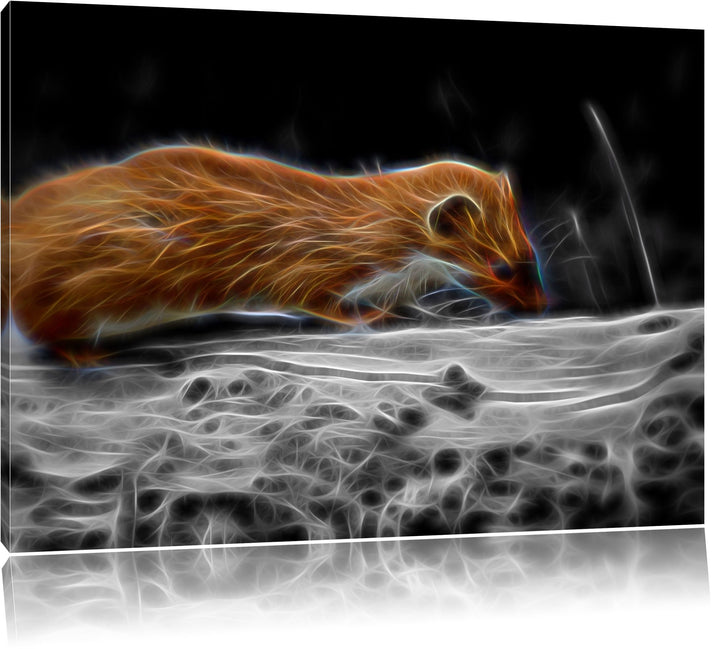 Dark wildes kleines Frettchen schwarz/weiss Deluxe Format: 100x70 cm auf Leinwand, XXL riesige Bilde