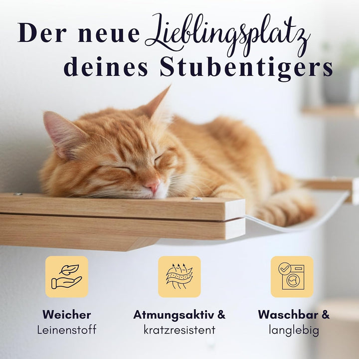 LUXOR Kletterwand Katzen Hängematte inkl. 2X Katzentreppe Wand & Befestigungsmaterial - Stabilität u