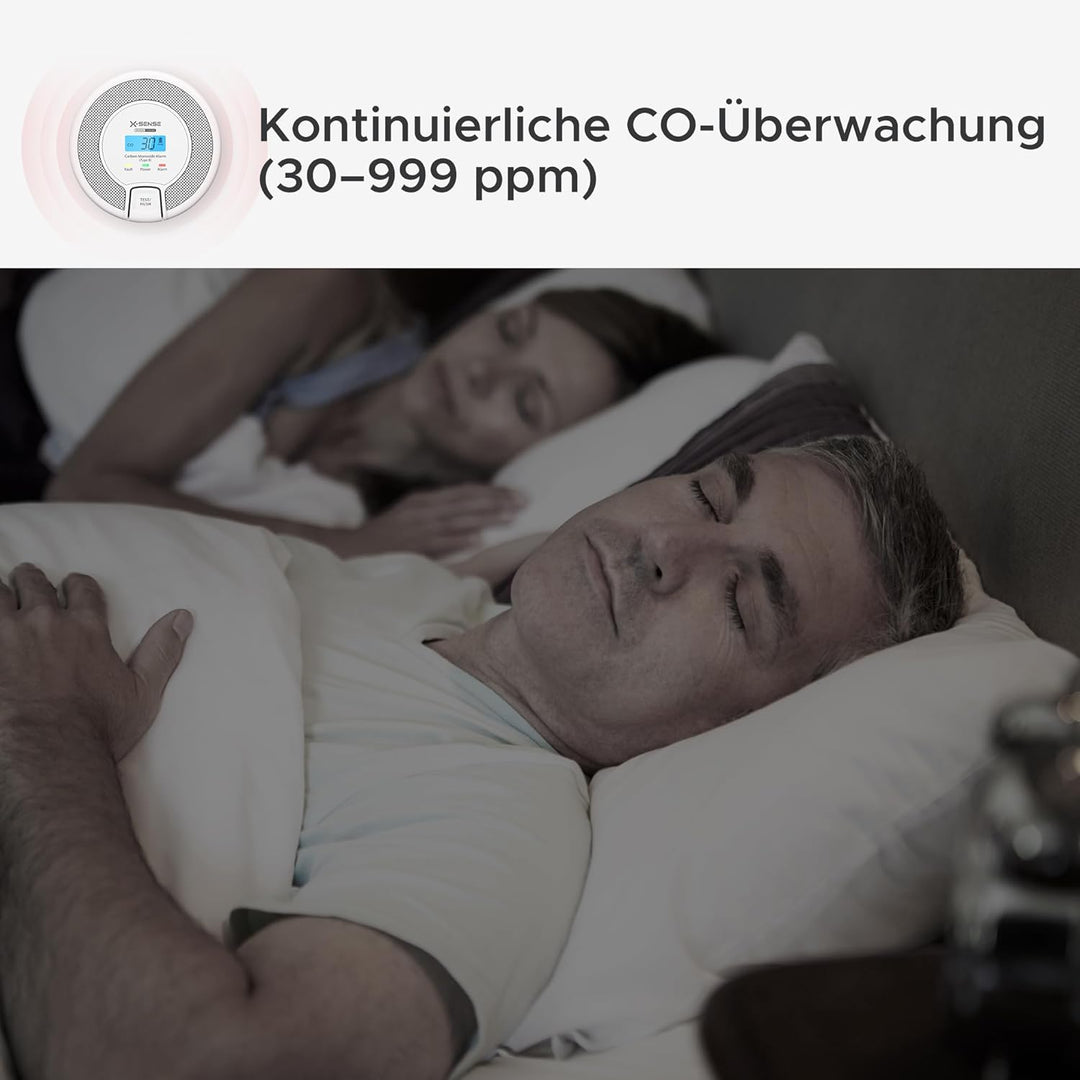 X-Sense CO Melder mit Digitalanzeige, Kohlenmonoxidmelder, akkurater Sensor mit 10-Jahren Lebensdaue