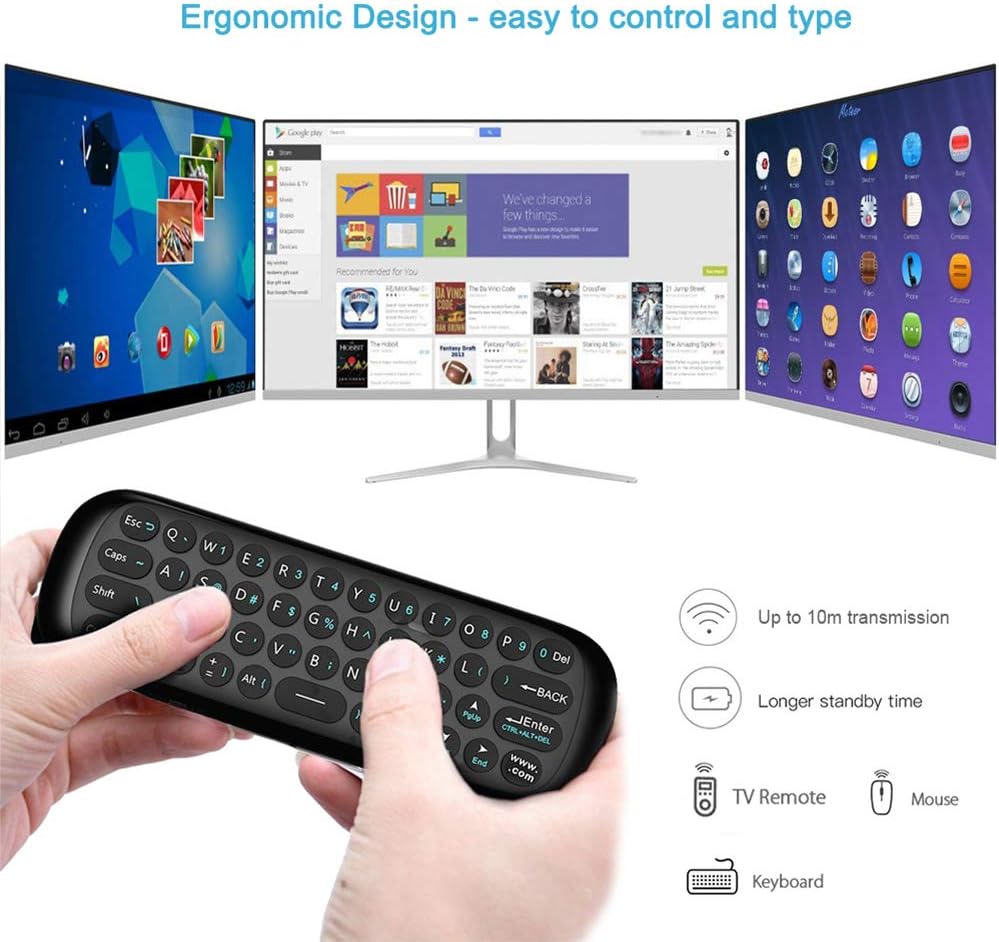 Air Mouse Fernbedienung mit IR-Lernfunktion, 2.4G Air Mouse Remote Control mit Tastatur und Maus Fun