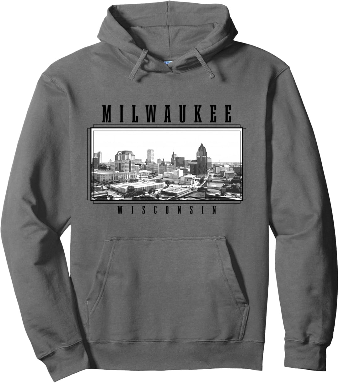 Milwaukee Wisconsin Vintage USA Souvenir Skyline Pullover Hoodie