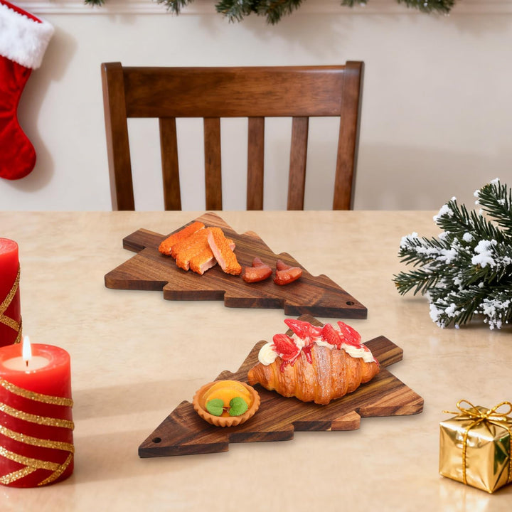 Hemobllo Weihnachtsbaum Charcuterie Brett Holz–38cm x 24cm Käse Schneidebrett, Servierplatte für Wur