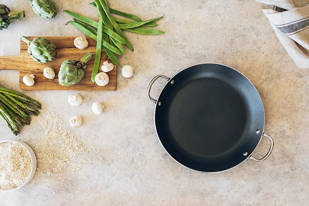 Monix Resistent Plus - Paella-Pfanne aus Aluminium mit Antihaftbeschichtung, 38 cm, geeignet für all