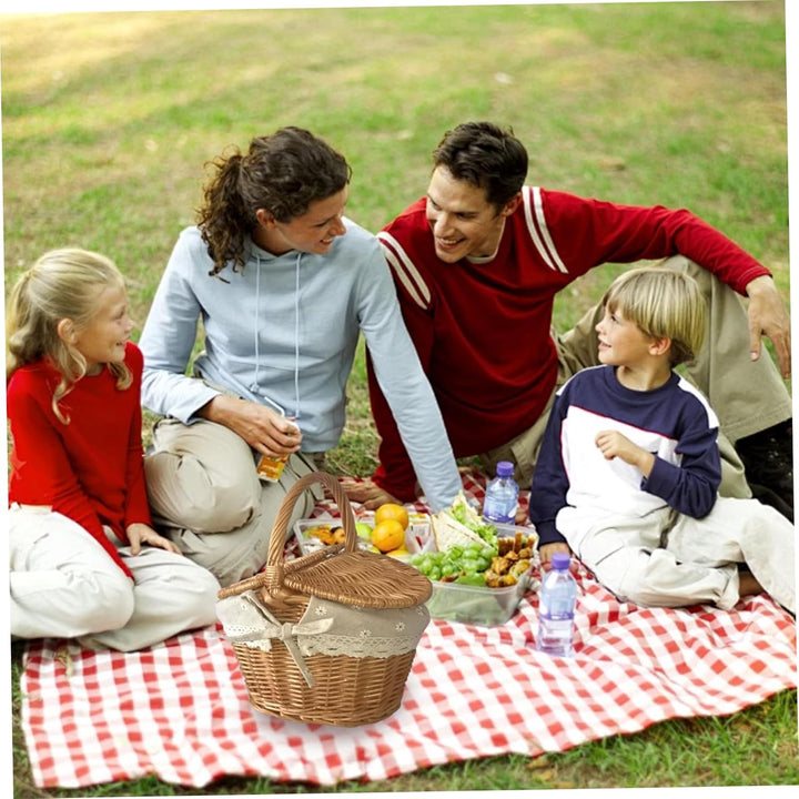 Weidenpicknickkorb, 10.2x7, 1 x 5, 5 Zoll Kleiner Picknickkorb mit Baumwollwäschefutter, Weidenorgan