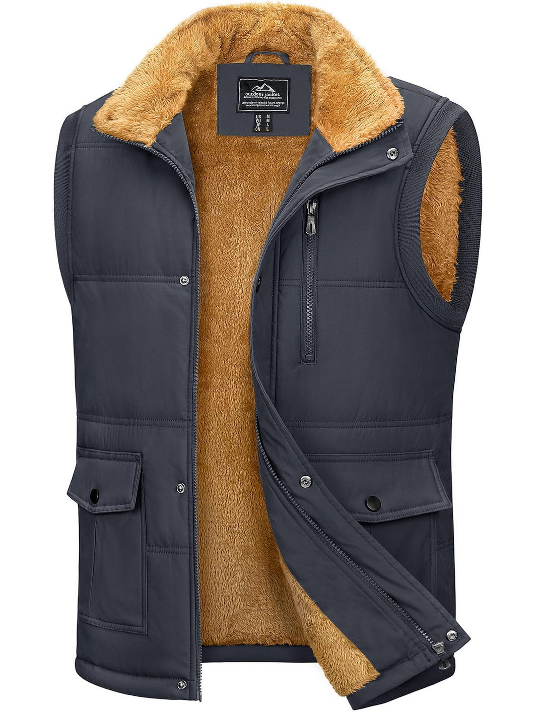 MAGCOMSEN Winterweste Herren Gefüttert Outdoor Weste Warme Fleeceweste Freizeit Ärmellos Jacke Therm