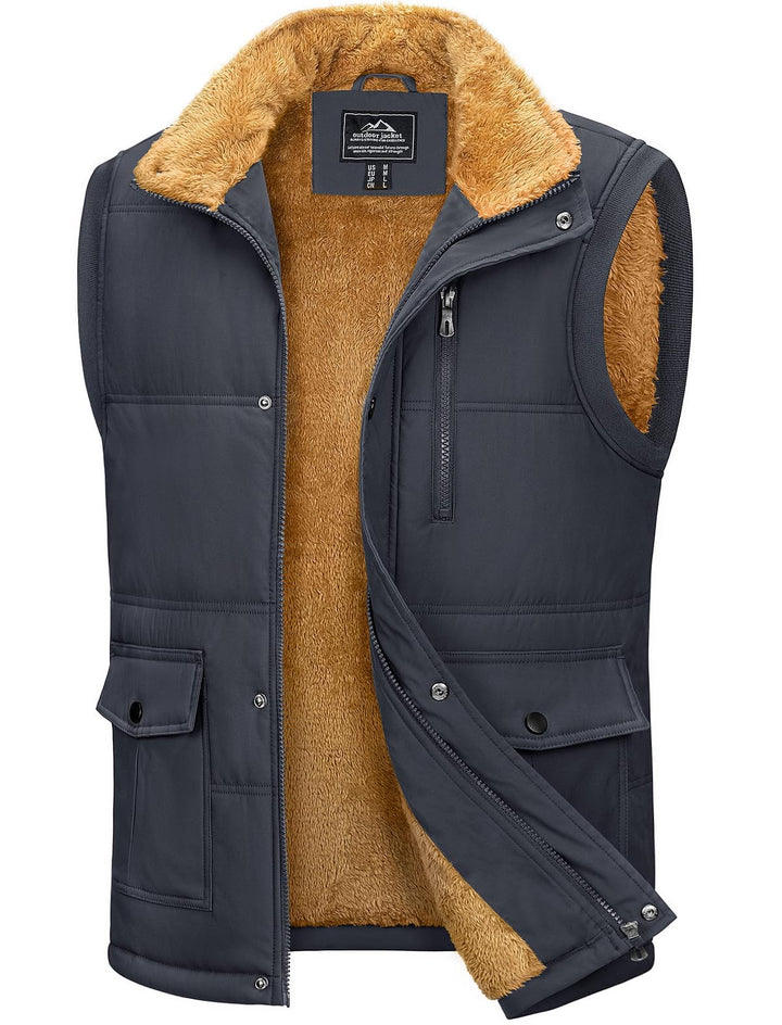 MAGCOMSEN Winterweste Herren Gefüttert Outdoor Weste Warme Fleeceweste Freizeit Ärmellos Jacke Therm