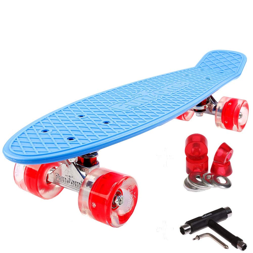 FunTomia Kinder Skateboard Cruiserboard Miniboard 57cm mit oder ohne LED Leuchtrollen Alu Truck Mach