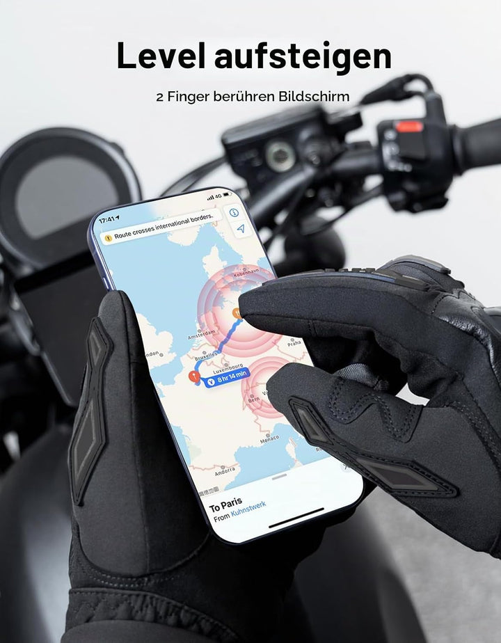 KEMIMOTO Winter Motorradhandschuhe, wassdichte Motorrad Handschuhe Winter, Amtungsaktive Sport Hands