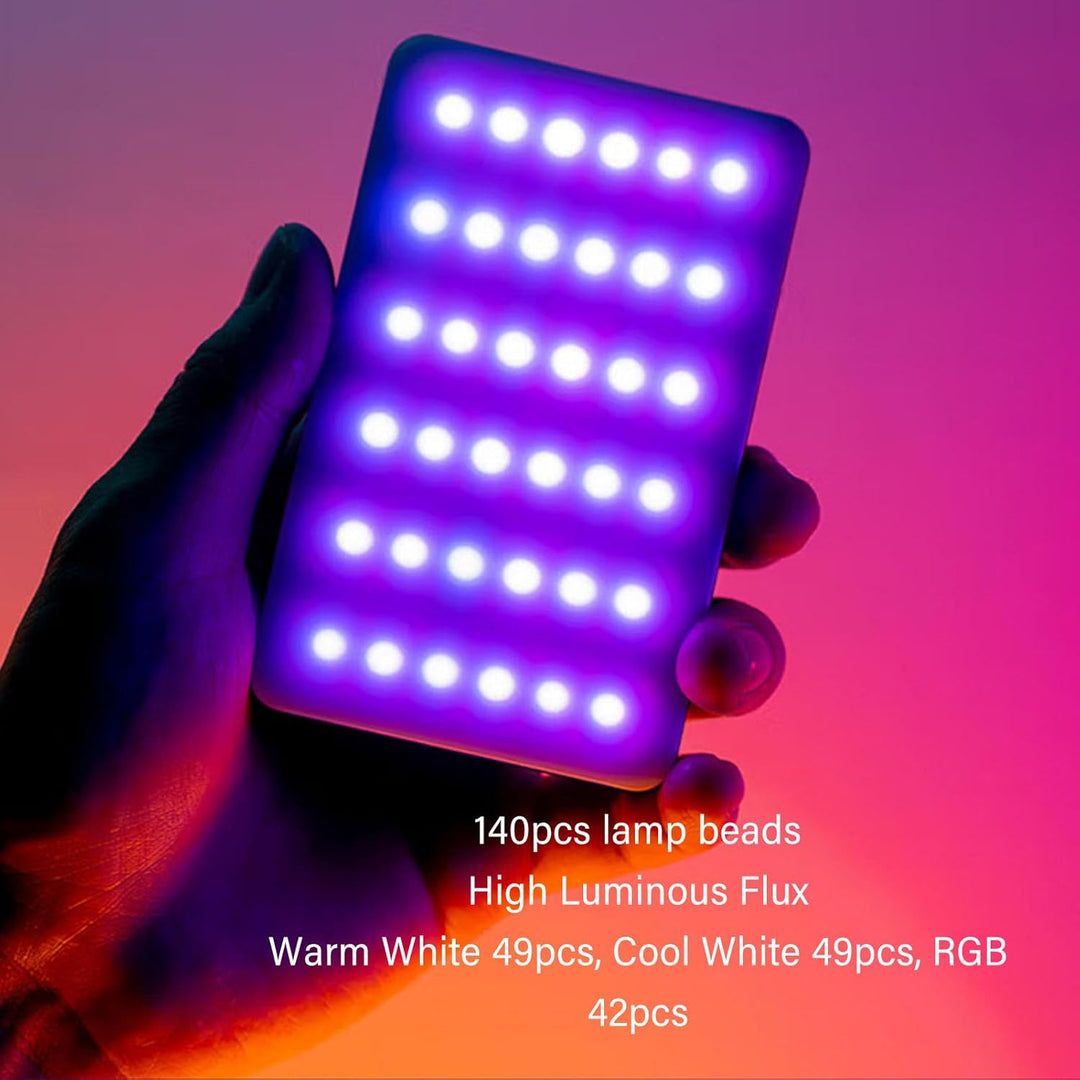 LED Selfie Licht, 360 Grad Vollfarb RGB Fülllicht mit Stativ Kugelkopf, 2500 Bis 9000 K, Leichtes LE