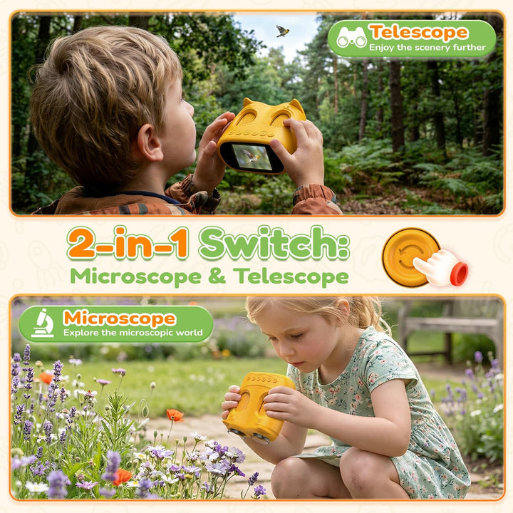 1000X Mikroskop für Kinder Taschenmikroskop Digital: 2-in-1 Handmikroskop und Teleskop für Kinder mi