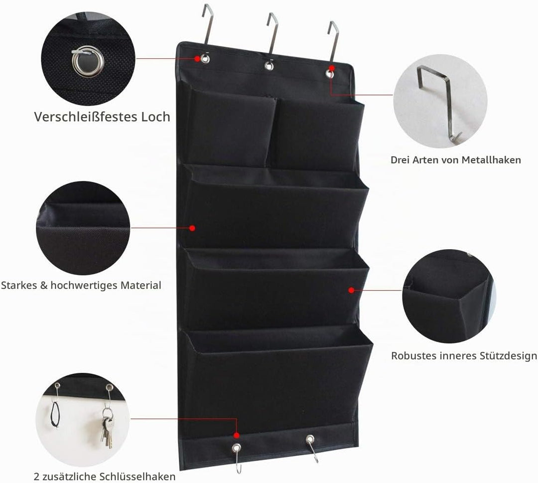 Hängeorganizer Tür Schrank Organizer aus Oxford Tuch Faltbar Hängeregal mit 5 Haken für Handtücher,