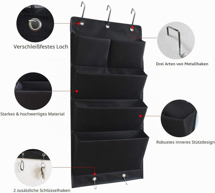 Hängeorganizer Tür Schrank Organizer aus Oxford Tuch Faltbar Hängeregal mit 5 Haken für Handtücher,