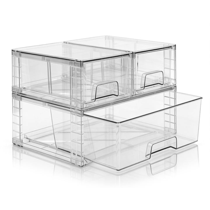 3er Set Stapelbare Aufbewahrungsschubladen, Einfach zu Montieren Acryl Organizer für Bad Unterschran