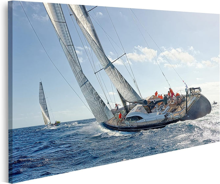 islandburner Bild auf Leinwand Segeln Yacht Rennen Yachting Yachten Meer Zwei Regatta Unter Segeln B